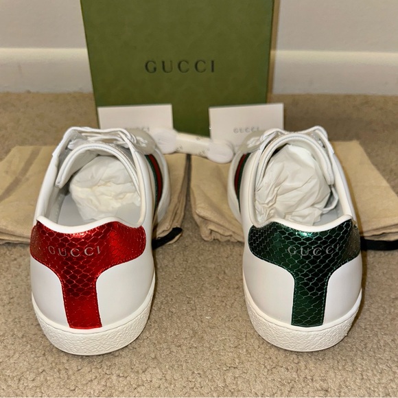 Men’s Gucci Ace White Leather Embroidered Bee Sneakers - NWB - Size G11/US11.5 - Picture 7 of 16